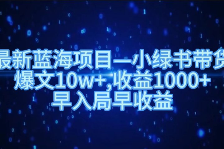 最新蓝海项目小绿书带货，爆文10w＋，收益1000＋，早入局早获益！！创业吧-网创项目资源站-副业项目-创业项目-搞钱项目创业吧