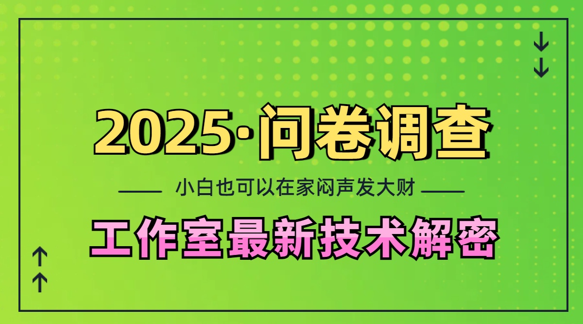2025《问卷调查》最新工作室技术解密：一个人在家也可以闷声发大财，小白一天200+，可矩阵放大创业吧-网创项目资源站-副业项目-创业项目-搞钱项目创业吧