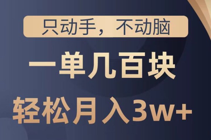 只动手不动脑，一单几百块，轻松月入2w+，看完就能直接操作，详细教程创业吧-网创项目资源站-副业项目-创业项目-搞钱项目创业吧