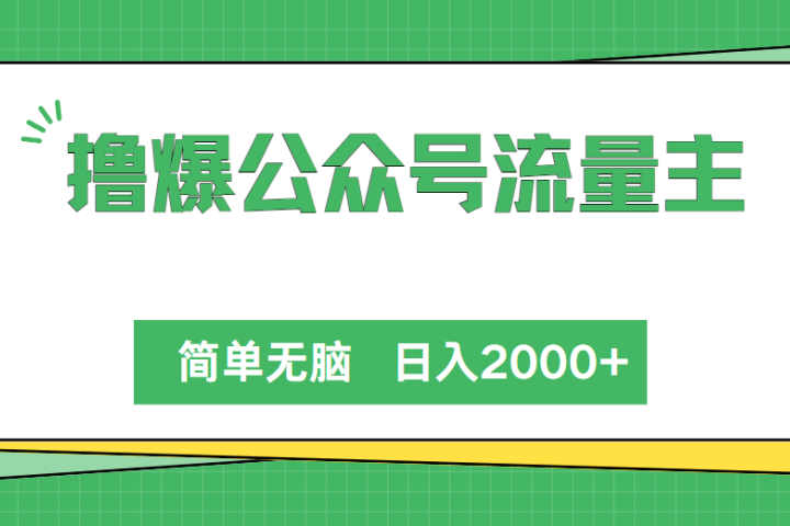 撸爆公众号流量主，简单无脑，单日变现2000+创业吧-网创项目资源站-副业项目-创业项目-搞钱项目创业吧