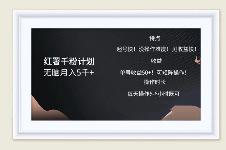 红薯千粉计划无脑月入5千➕！既做既赚！创业吧-网创项目资源站-副业项目-创业项目-搞钱项目创业吧