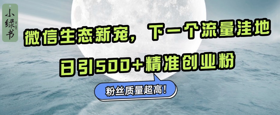 微信生态新宠小绿书：下一个流量洼地，粉丝质量超高，日引500+精准创业粉，创业吧-网创项目资源站-副业项目-创业项目-搞钱项目创业吧