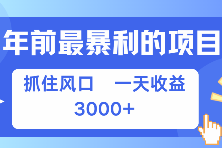 年前最赚钱的项目之一，可以过个肥年创业吧-网创项目资源站-副业项目-创业项目-搞钱项目创业吧
