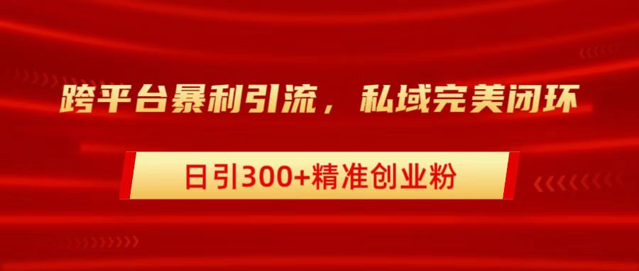 跨平台暴力引流，私域完美闭环，日引300+精准创业粉创业吧-网创项目资源站-副业项目-创业项目-搞钱项目创业吧
