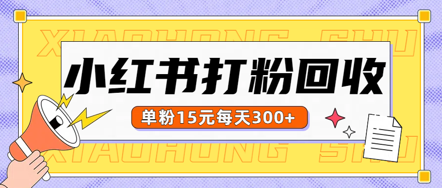 小红书打粉，单粉15元回收每天300+创业吧-网创项目资源站-副业项目-创业项目-搞钱项目创业吧
