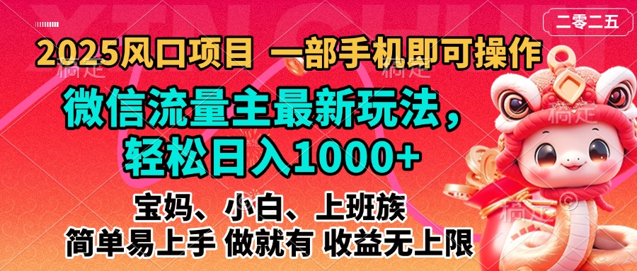 2025蓝海风口项目，微信流量主最新玩法，轻松日入1000+，简单易上手，做就有 收益无上限创业吧-网创项目资源站-副业项目-创业项目-搞钱项目创业吧