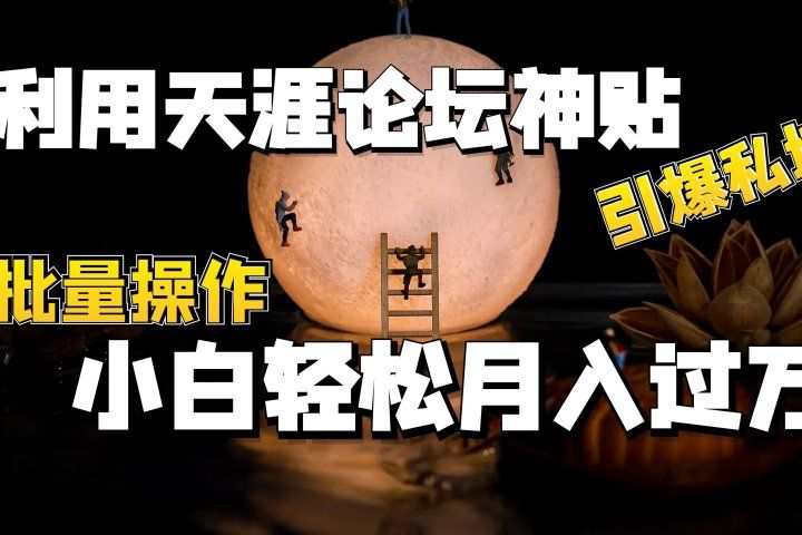 利用天涯论坛神贴，引爆私域，批量操作、小白轻松月入过万创业吧-网创项目资源站-副业项目-创业项目-搞钱项目创业吧