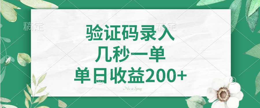 验证码录入，几秒一单，单日收益200+创业吧-网创项目资源站-副业项目-创业项目-搞钱项目创业吧
