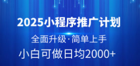 2025小程序推广计划，全面升级，简单上手，日均2000+创业吧-网创项目资源站-副业项目-创业项目-搞钱项目创业吧