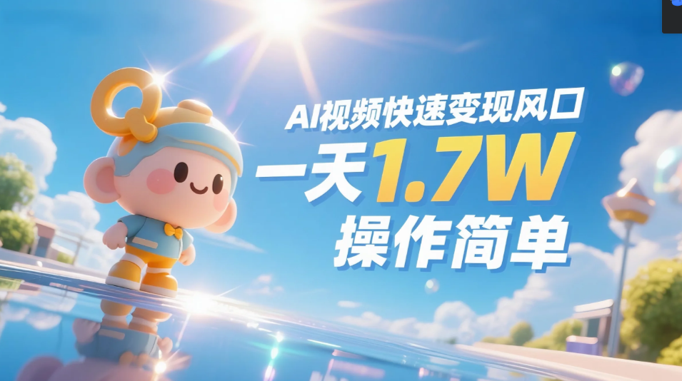 《Ai视频变现风口，一天1.7W，收入无上限，操作简单》创业吧-网创项目资源站-副业项目-创业项目-搞钱项目创业吧