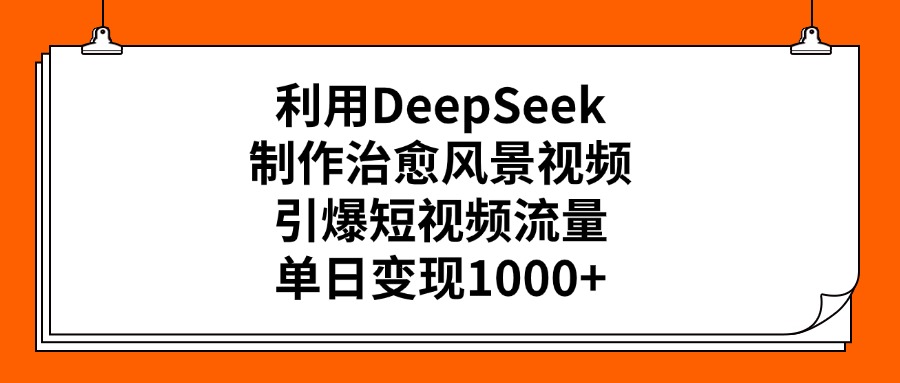 利用DeepSeek，制作治愈风景视频，引爆短视频流量，单日变现1000+创业吧-网创项目资源站-副业项目-创业项目-搞钱项目创业吧