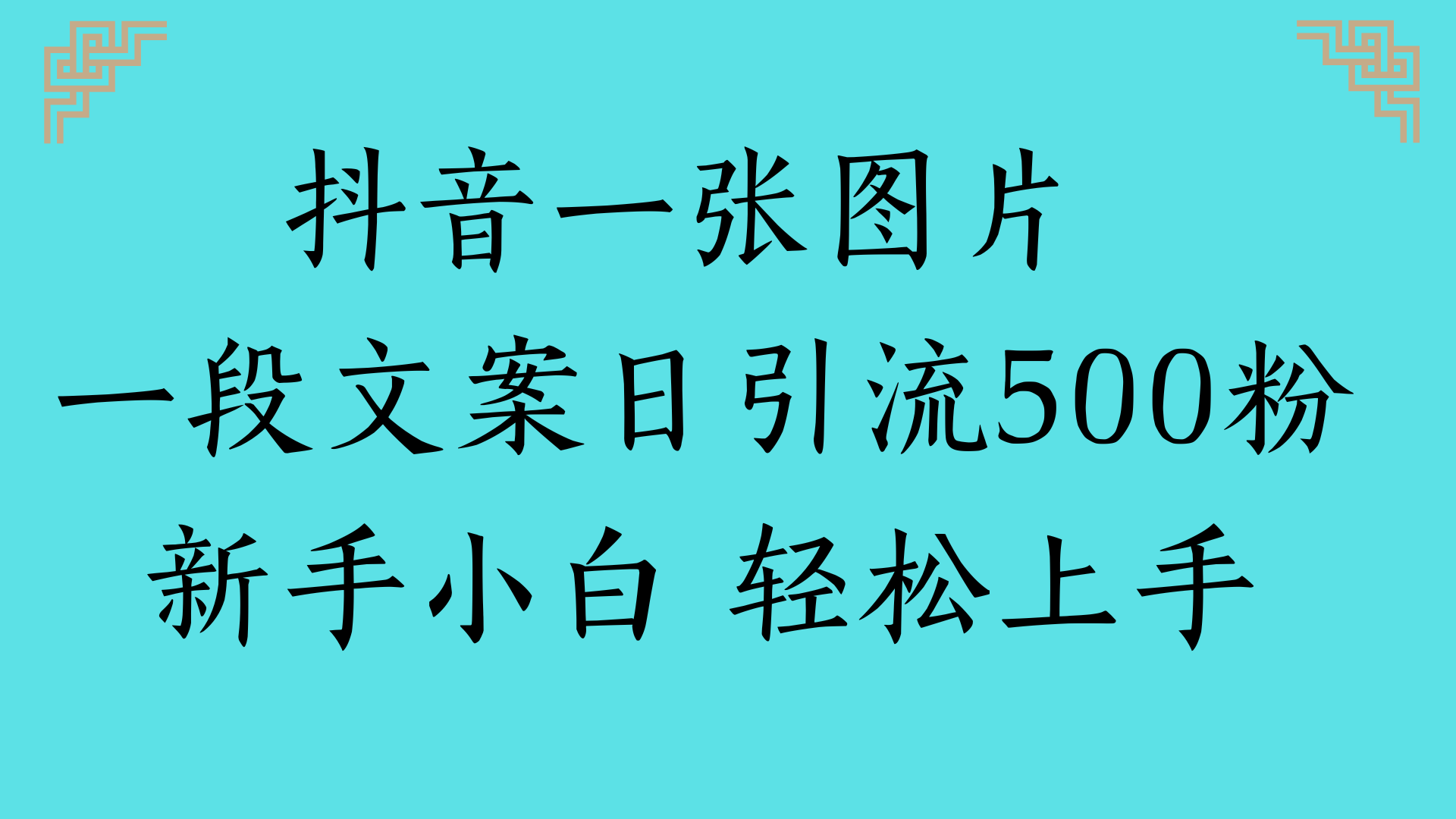 抖音一张图片 一段文案日引流500粉新手小白 轻松上手创业吧-网创项目资源站-副业项目-创业项目-搞钱项目创业吧