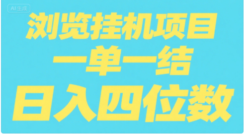 全自动浏览挂机项目（日入四位数，一单一结，纯挂机）创业吧-网创项目资源站-副业项目-创业项目-搞钱项目创业吧
