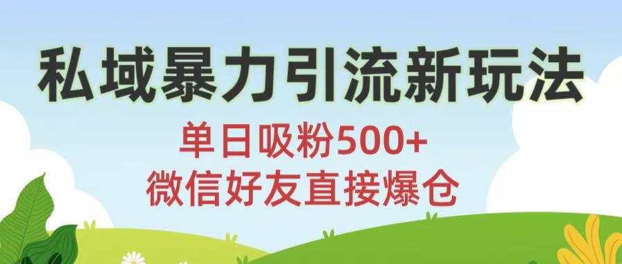 私域暴力引流新玩法!单日吸粉500+，微信好友直接爆仓创业吧-网创项目资源站-副业项目-创业项目-搞钱项目创业吧