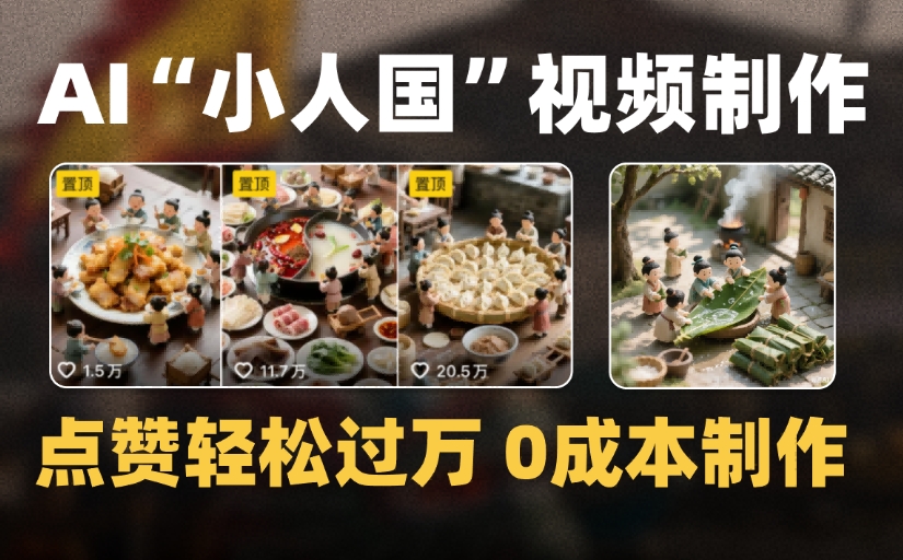 爆款1000W+微缩景观迷你小人国AI视频，0成本制作全流程教学创业吧-网创项目资源站-副业项目-创业项目-搞钱项目创业吧