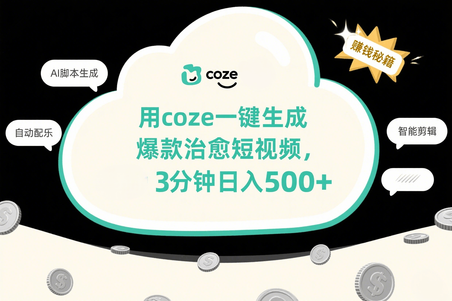 用coze一键生成爆款治愈短视频，3分钟日入500+创业吧-网创项目资源站-副业项目-创业项目-搞钱项目创业吧