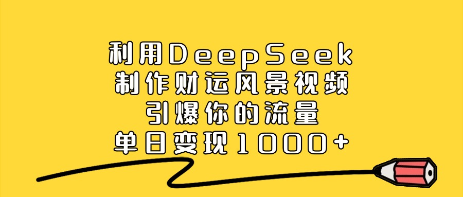利用DeepSeek制作，财运风景视频，引爆你的流量，单日变现1000+创业吧-网创项目资源站-副业项目-创业项目-搞钱项目创业吧