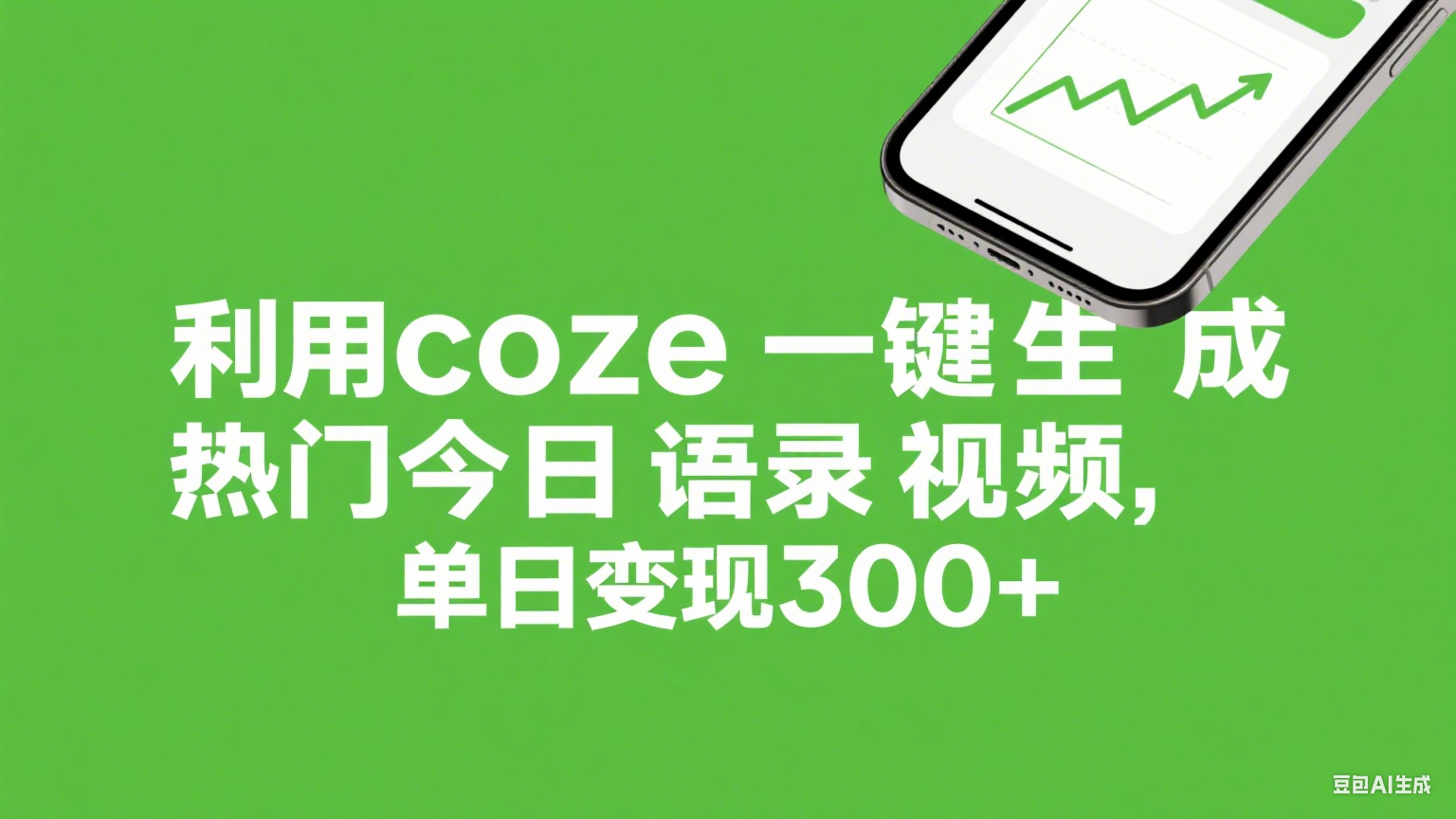 利用coze一键生成热门今日语录视频，单日变现300+创业吧-网创项目资源站-副业项目-创业项目-搞钱项目创业吧